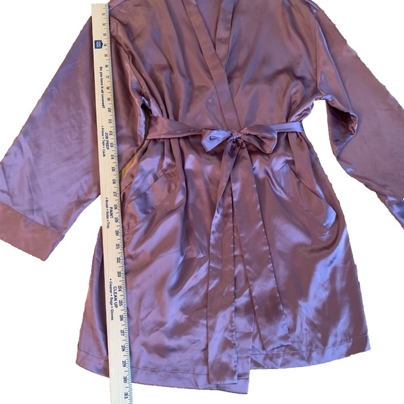 Victoria’s Secret Satin Kimono Robe Tie Front Women’s One Size Purple Bridal - Picture 4 of 14